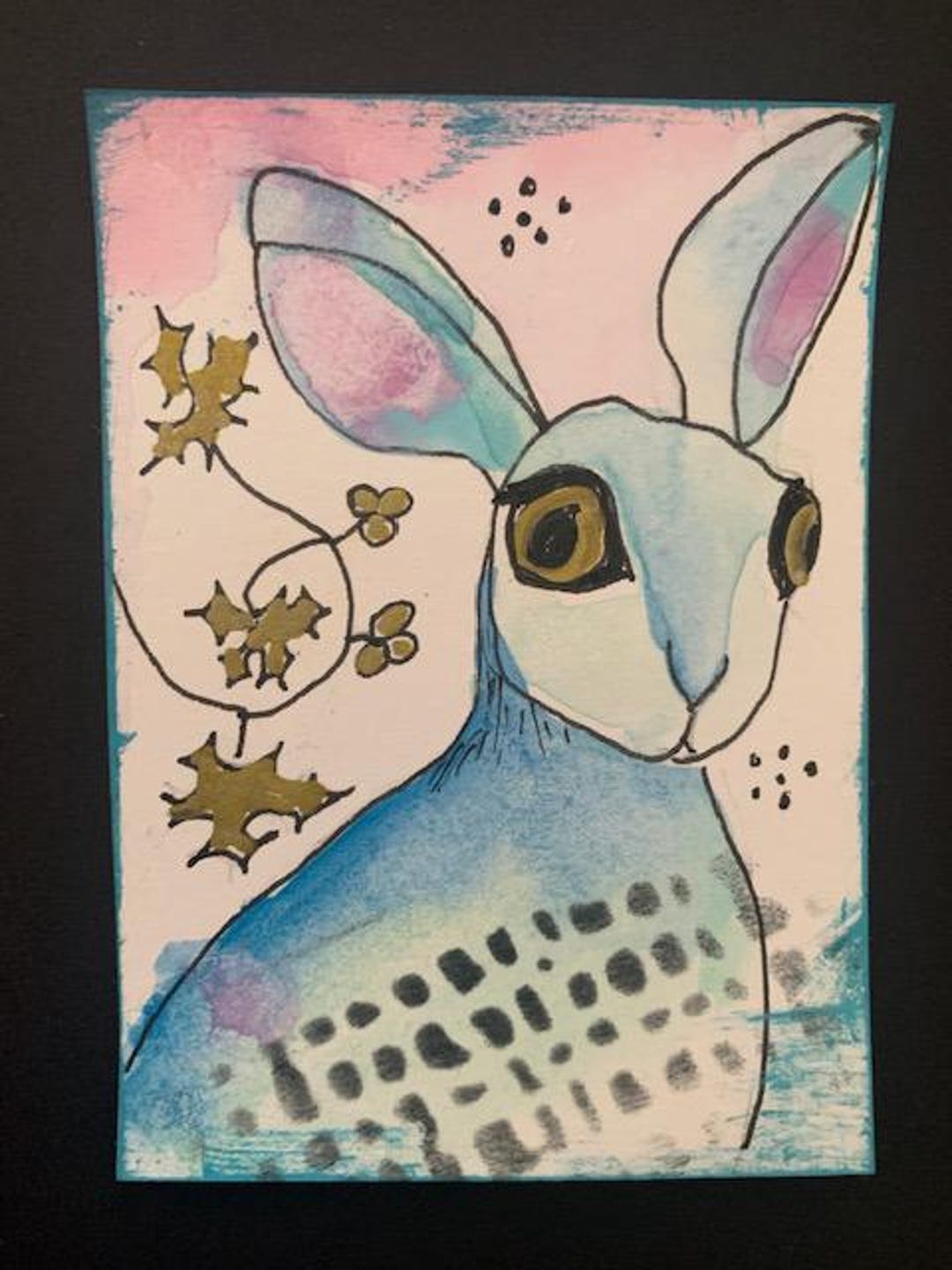 Trading Card Renaissance Renaissance Style Blue Rabbit Artist Trading Card/tiny Art - Etsy
