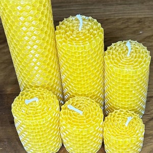 Handmade Pure Beeswax Honeycomb Candle, 1.5&quot; Diameter, Eco-Friendly & Natural, Variety of Sizes Available