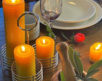 Handmade Pure Beeswax Honeycomb Candle, 2.125" Diameter, Natural & Eco-Friendly, Choose Your Size