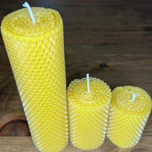 Handmade Pure Beeswax Honeycomb Candle, 2.125&quot; Diameter, Natural & Eco-Friendly, Choose Your Size