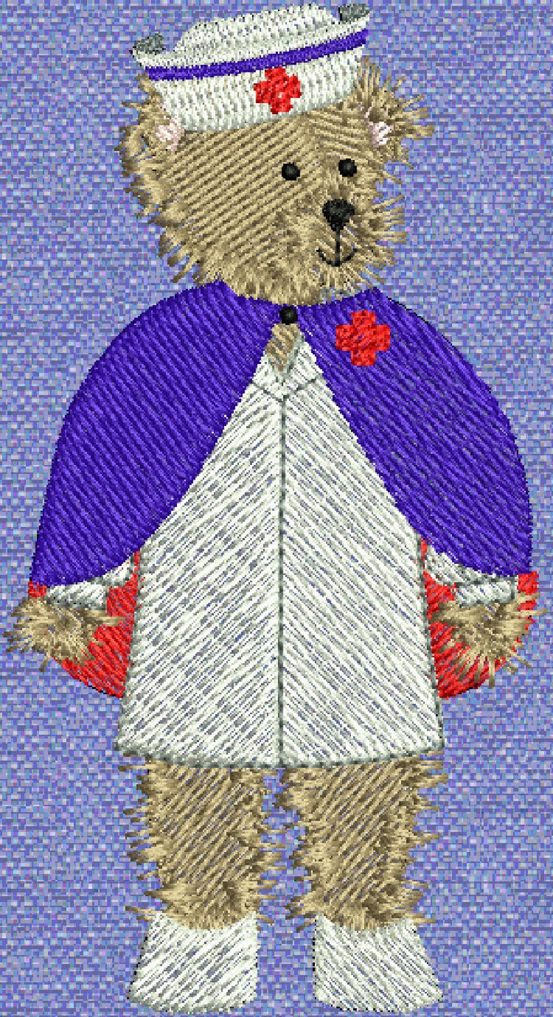 10 Fuzzy Bear Nurse Machine Embroidery Designs Etsy