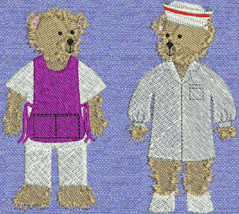 10 Fuzzy Bear Nurse Machine Embroidery Designs Etsy