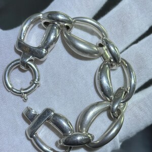 Sterling Silver .925 Vintage Hand Made Large Open Link Toggle