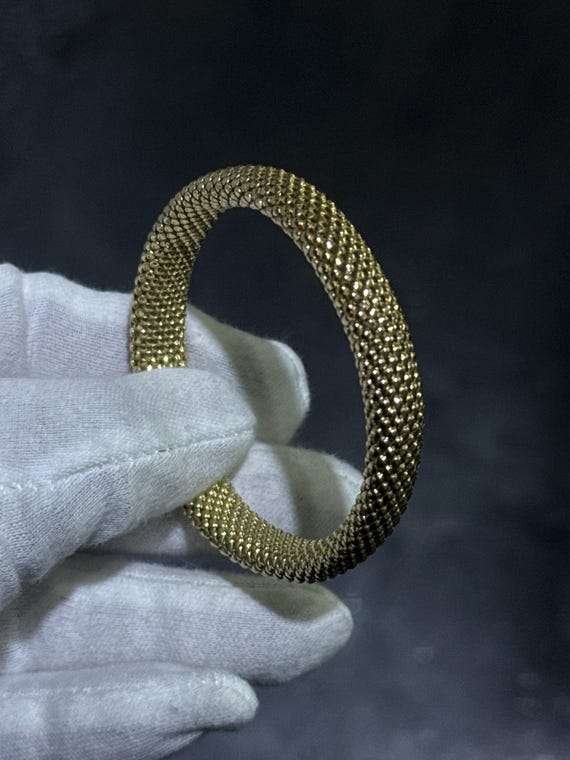 Italienischer 14k Gelbgold Seil Design Hohler Ovaler Armreif Armband 7