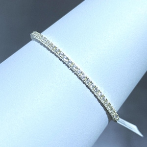 18k guld sterlingsilver vit safir rundslipad klassisk tennisarmband 18 cm L