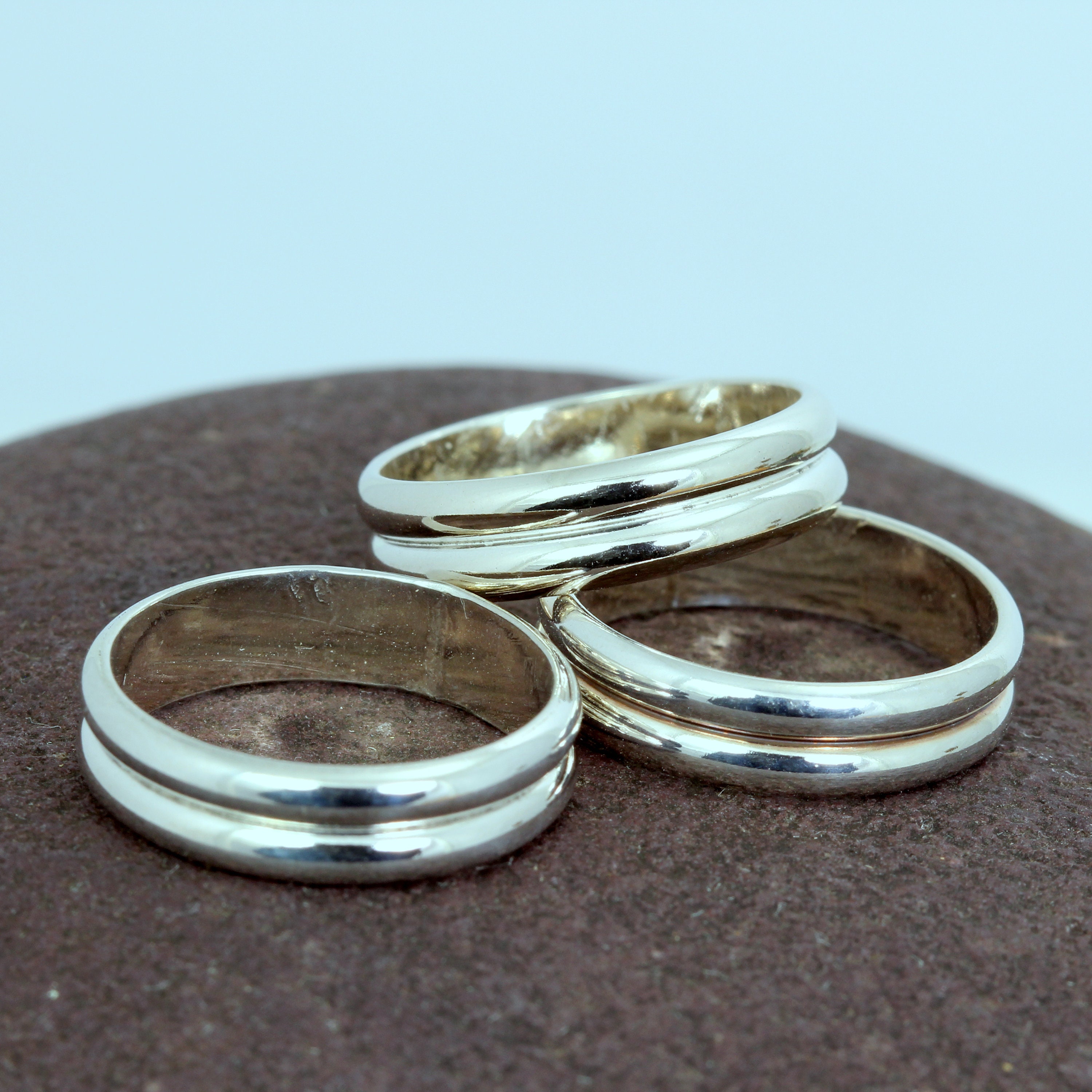 Sterling Silver Double Band Ring – Half Round Design - Handmade in ...