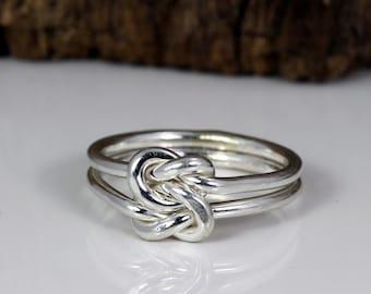 Big Love Knot - Anillo de nudo de amor - Anillo de nudo - Plata de ley - Anillo de nudo de oro - Anillo de metal mixto - Joyería celta - Hecho a mano en Austin, TX