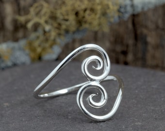 Scroll RIng - Anillo espiral - Anillo Filagree - Dainty RIng - Plata de ley + 14k relleno de oro