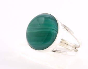 Green Agate Ring - Sterling Silver Ring -  One of a Kind  - Handmade in Austin, TX