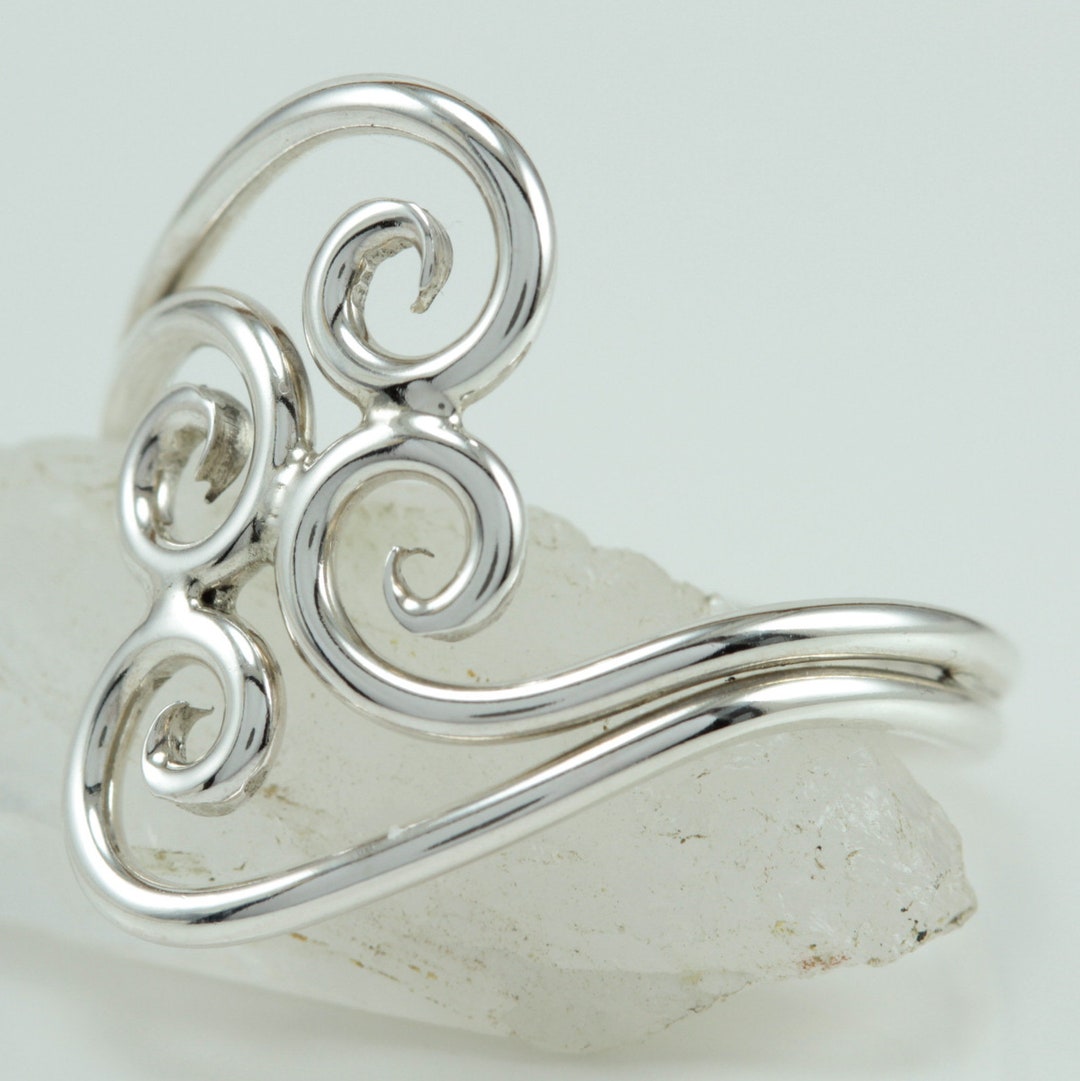 Scvle Ring Sterling Silver Scroll Ring: Elegant Spiral Design - Handmade in Austin ...