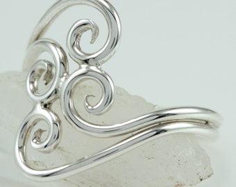 Anillo de desplazamiento - Anillo espiral - Anillo filagree - Plata de ley