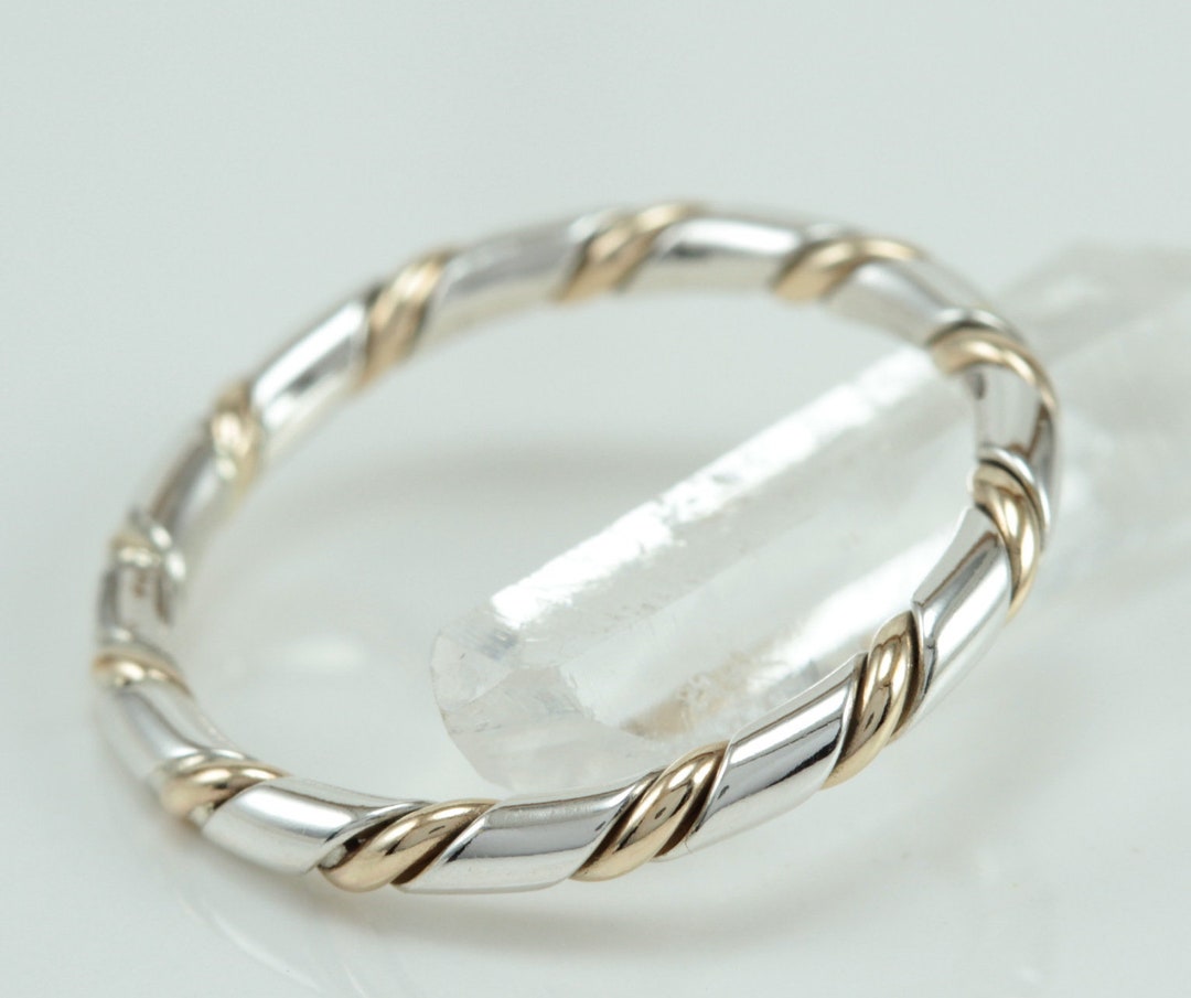 Twisted Ring Sterling Silver 14k Goldfilled Mixed Metal Midi Ring