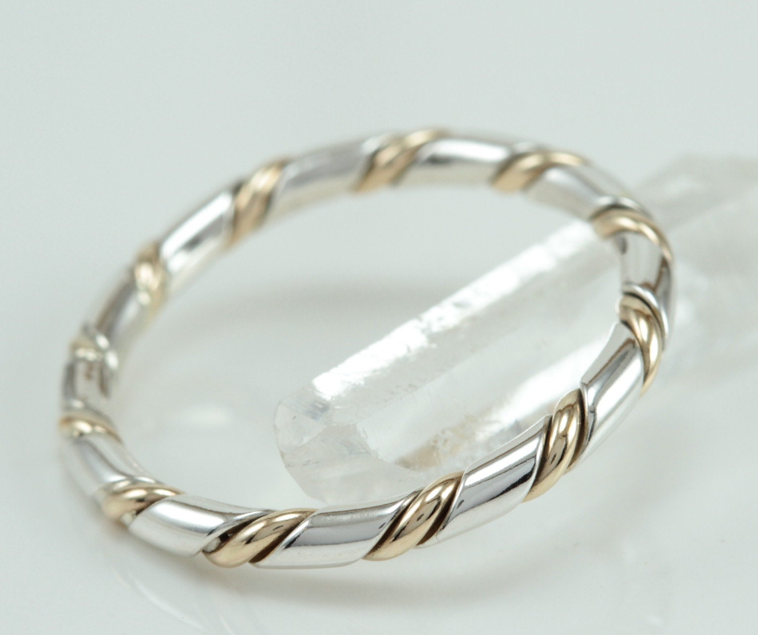 Twisted Ring - Sterling Silver + 14k Gold-Filled - Mixed Metal - Midi Ring - Stacker Ring - Two Toned Twist Ring - Braided Ring - Handmade
