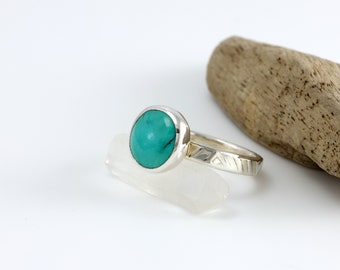 Turquoise Ring -  Sterling Silver - One of a Kind - Turquoise Jewelry - Modern Southwest - Round Turquoise - Handmade in Austin, TX