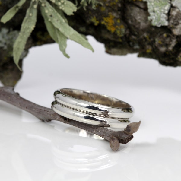 Sterling Silver Double Band Ring – Half Round Design - Handmade in Austin, TX