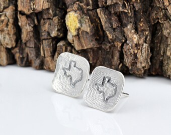 Texas Stud Earrings, Sterling Silver