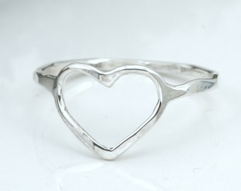 Open Hearted Warrior Ring - Sterling Silver - 14K Gold-Filled - Dainty Ring - Heart Ring - Midi Ring - Handmade in Austin, TX