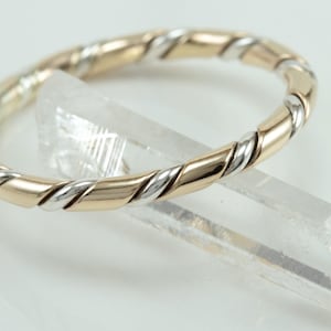 Twisted Ring Sterling Silver 14k Gold-Filled Mixed Metal Midi Ring Stacker Ring Two Toned Twist Ring Braided Ring Handmade Gold