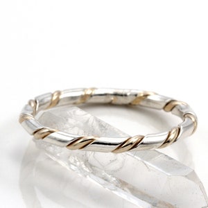 Twisted Ring Sterling Silver 14k Gold-Filled Mixed Metal Midi Ring Stacker Ring Two Toned Twist Ring Braided Ring Handmade image 10