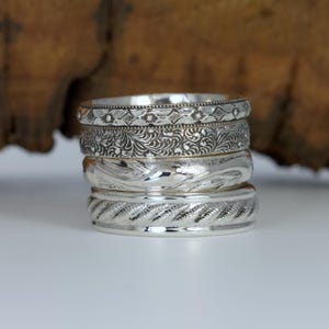 Patterned Stacking Bands | Sterling Silver - Handmade in Austin, TX