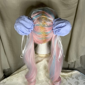 Hair Bun Covers Baby Blue Eyelet Anime Cosplay