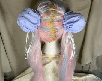 Hair Bun Covers Baby Blue Eyelet Anime Cosplay