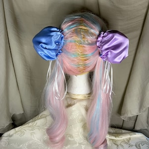 Hair Bun Covers Lavender and Baby Blue Satin Anime Cosplay