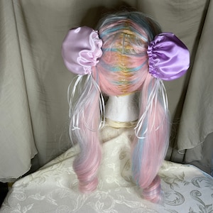 Hair Bun Covers Pink and Lavender Satin Cosplay Anime