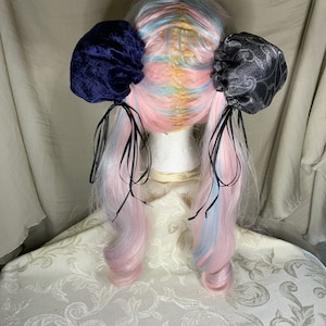 Hair Bun Covers Grey Tafetta Royal Purple Velvet Cosplay Anime
