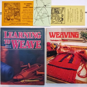 Vintage Weaving Book Set: Learning to Weave by Deborah Chandler; Weaving Techniques & Projects with The Mannings East Berlin, PA Advertising