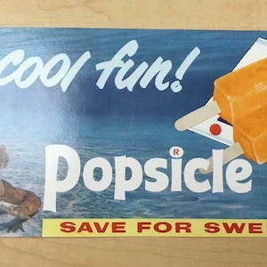 Vintage & Unused 1967 Cool Fun! Popsicle 5&quot; x 13&quot; Advertising Display Sign