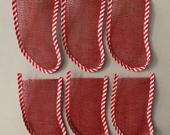 Vintage Set of 6 1950s Christmas Candy Stockings - Old Store Stock