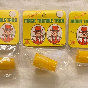 Vintage Lot of 3 1960s Traveler&#39;s Magic Thimble Trick Novelty Toys - Hong Kong