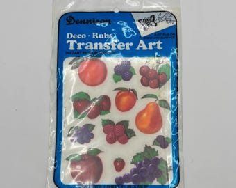 Vintage 1978 Dennison Fruit Deco-Rubs Transfer Art - Unused in Package