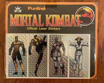 Mortal Kombat Official Laser Stickers Set #4 - Funline 1992 - Unused Store Stock