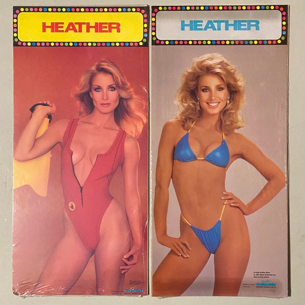 Vintage 1984 Heather Thomas Lot of 2 Mini Posters 7x15 Fall Guy Starmakers
