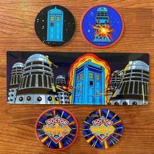 Vintage Set of Dr Who Bally Pinball Promo Plastics - Use As Coasters! - 1992