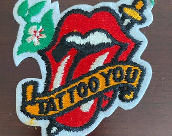 Vintage 1980s Rolling Stones Tattoo You Rock & Roll Band Patch - Unused Store Stock