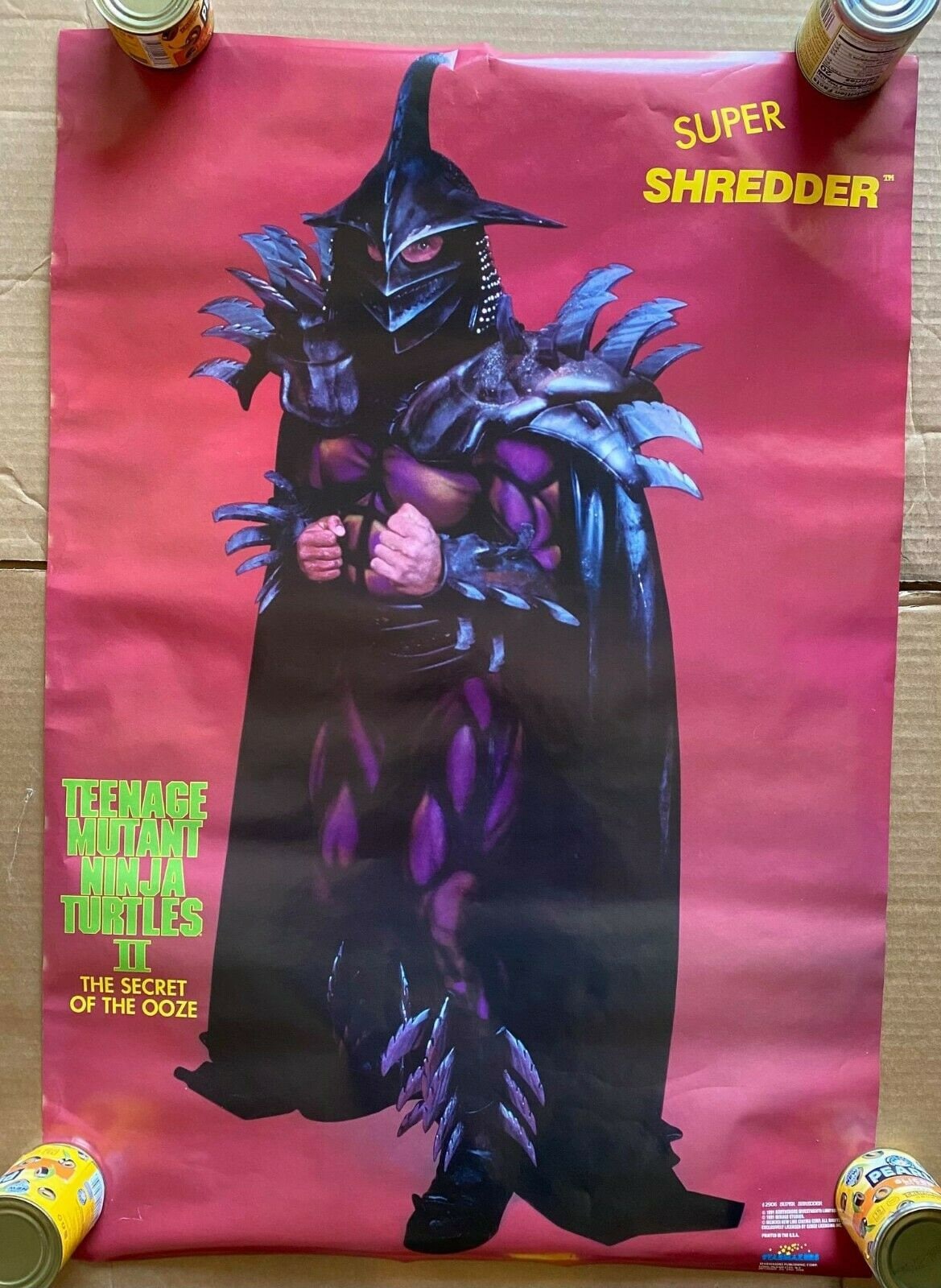 Rare Vintage 1991 TMNT Super Shredder Poster Unused Teenage Mutant Ninja  Turtles 