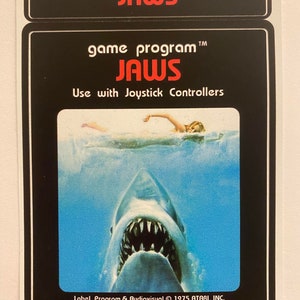 Custom Atari 2600 Jaws Video Game Cartridge Label