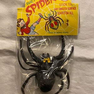 Vintage Suction Spider Halloween Scare Toy - Hong Kong - Old Store Stock