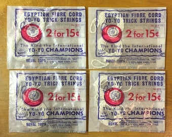 Lot of 4 Vintage Royal Egyptian Fibre Cord Yo-Yo Trick Strings - Unused
