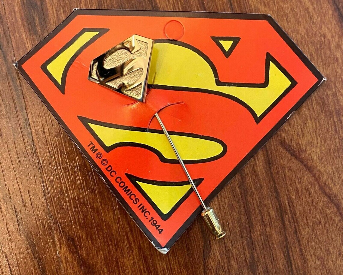 Superman Symbol Hat Label Stick Pin 1977 Unused on Card Etsy