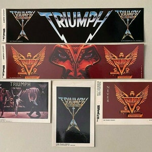 Vintage 1981 Triumph Hit Parade Bumper & Mini-Poster Stickers - Unused Stockd Stock