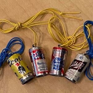 Vintage Beer Can Necklace Vending Charms - Coors, Pabst, Budweiser, Schlitz