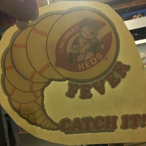 Vintage 1979 Cincinnati Reds Fever Catch It Glitter Iron-On T-Shirt Transfer