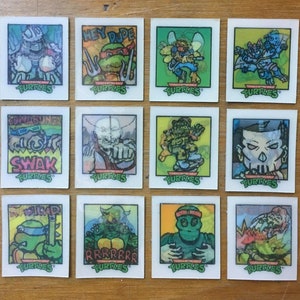 Teenage Mutant Ninja Turtles Set de 12 Lenticular Flicker Trivia Cards 1991 TMNT
