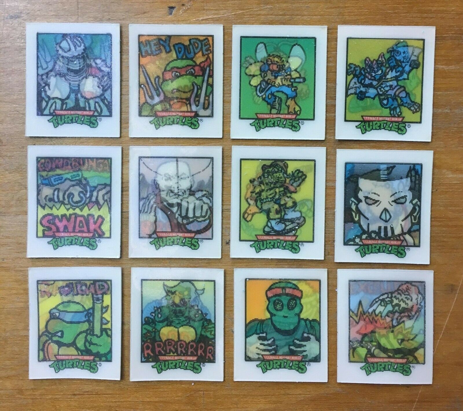 Teenage Mutant Ninja Turtles Set of 12 Lenticular Flicker Trivia Cards 1991 TMNT