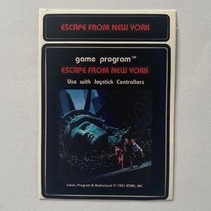 Custom Atari 2600 Escape From New York Video Game Cartridge Label