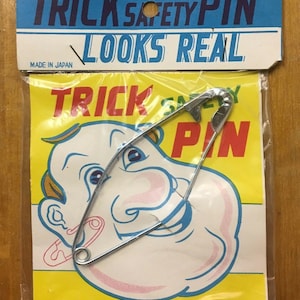 Vintage 1950s Joke & Gag Novelty Trick Safety Pin - Made in Japan - Unused Store Stock
